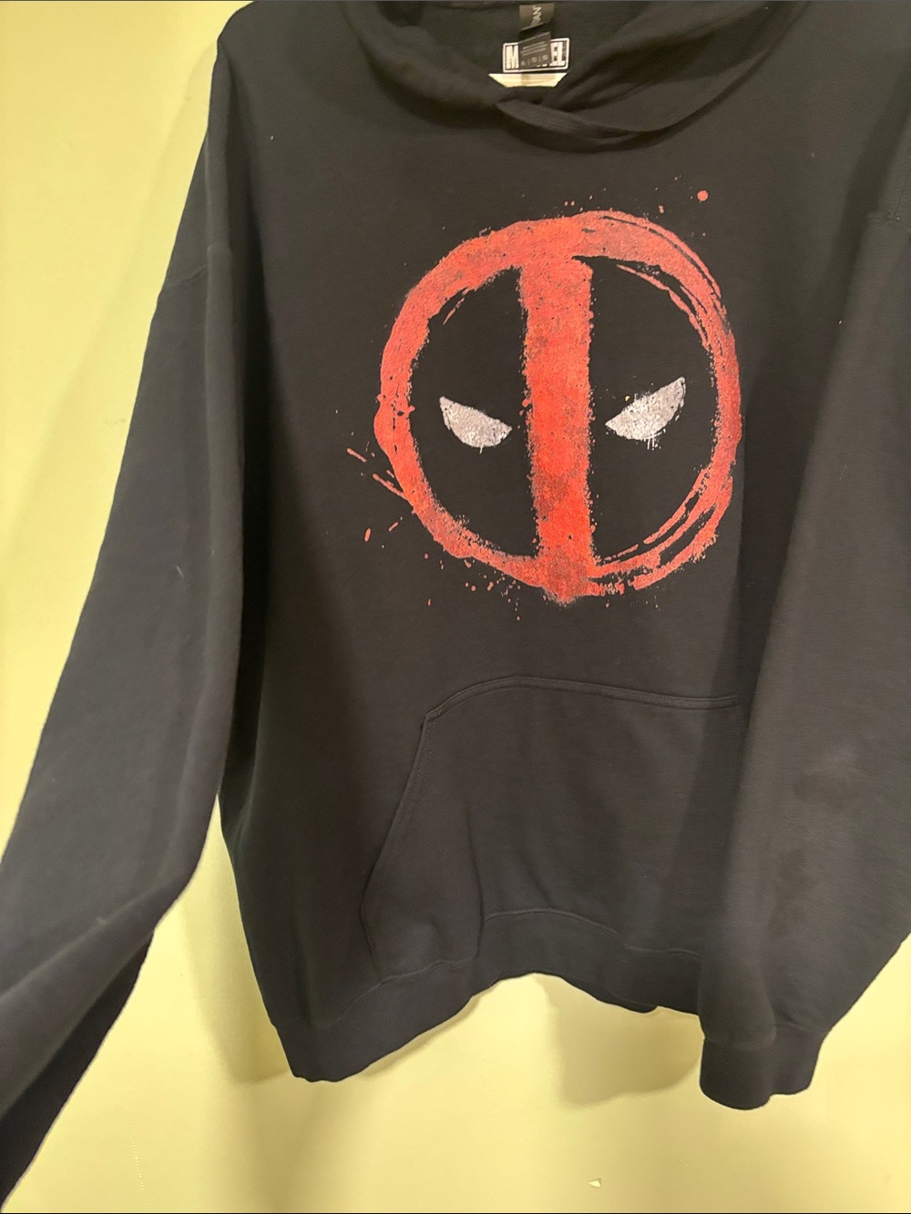 Marvel Black Hoodie with Red Deadpool Emblem